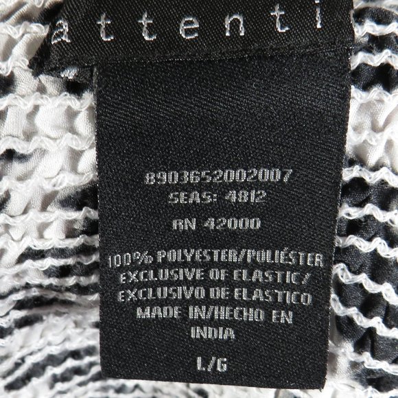 Attention Women's Black White Abstract Print Smocked Waist Midi Skirt Size Large - Picture 3 of 8